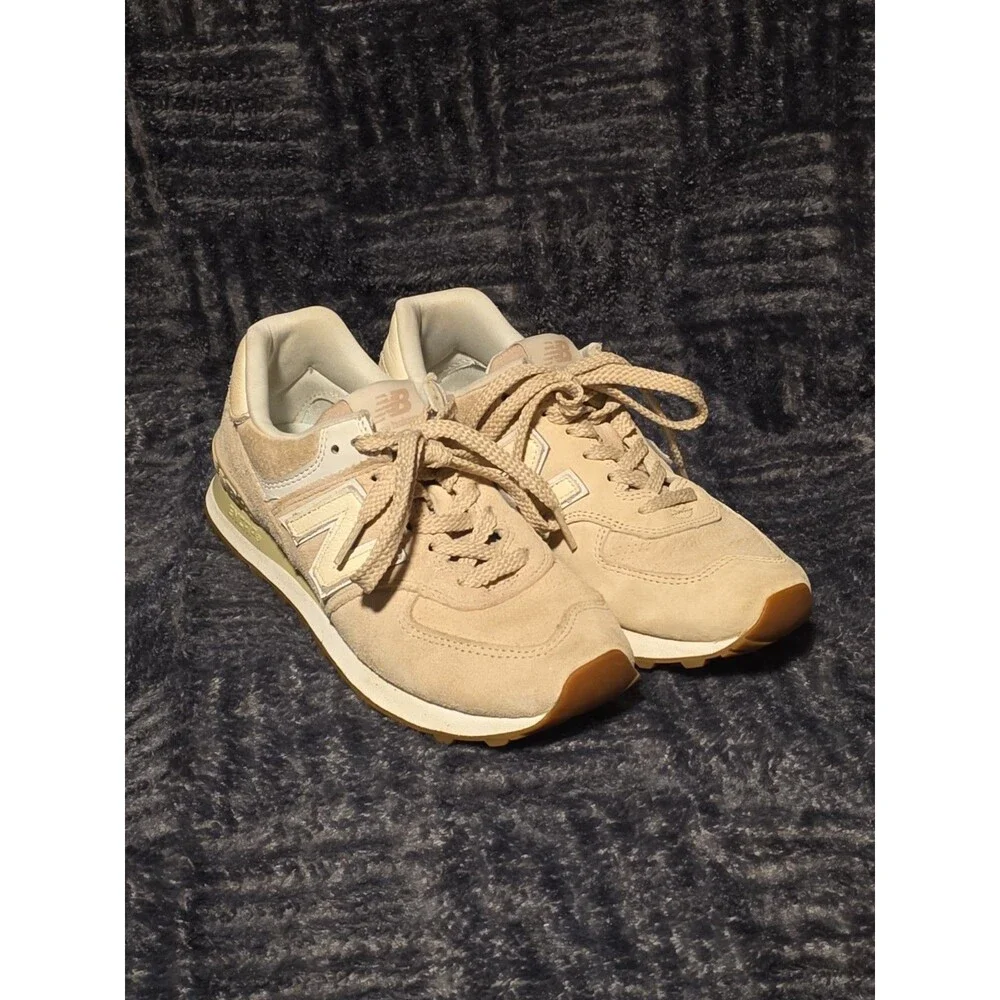 New Balance 574 Shoes Women's Size 6.5 Tannish Suede Mesh ENCAP WL574DL2 Laces
